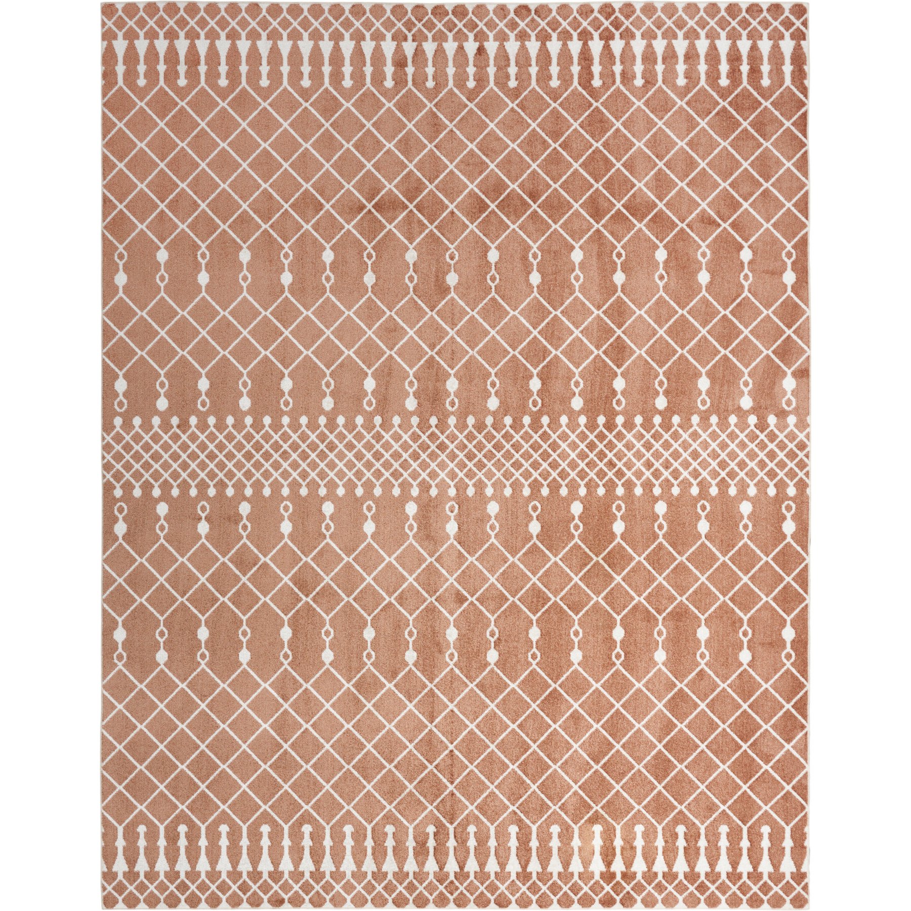 Nourison Astra Machine Washable ASW10 Geometric Area Rug, Copper, 94 x 120-in