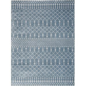 Nourison Astra Machine Washable ASW10 Geometric Area Rug, Blue, 94 x 120-in