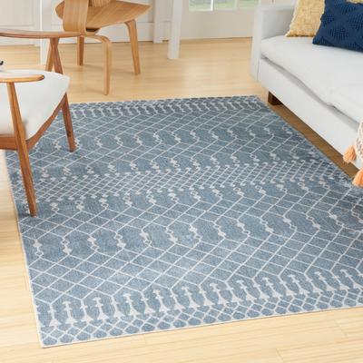 Show full view: Nourison Astra Machine Washable ASW10 Geometric Area Rug, Blue, 63 x 84-in slide 7 of 10