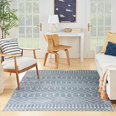 Show full view: Nourison Astra Machine Washable ASW10 Geometric Area Rug, Blue, 63 x 84-in slide 9 of 10