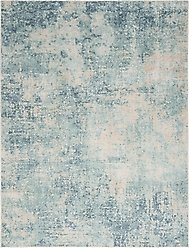Nourison Astra Machine Washable ASW07 Abstract Area Rug, Blue Ivory, 94 x 120-in