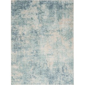 Nourison Astra Machine Washable ASW07 Abstract Area Rug, Blue Ivory, 63 x 84-in