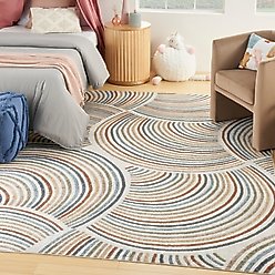 Nourison Astra Machine Washable ASW08 Abstract Area Rug, Ivory Multicolor, 94 x 120-in slide 2 of 9