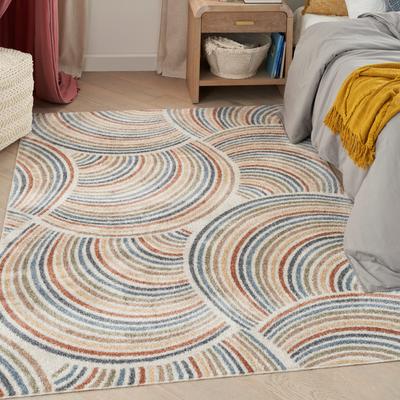 Show full view: Nourison Astra Machine Washable ASW08 Abstract Area Rug, Ivory Multicolor, 63 x 84-in slide 7 of 9