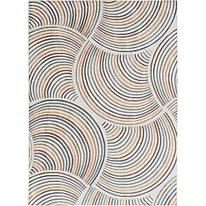 Nourison Astra Machine Washable ASW08 Abstract Area Rug, Ivory Multicolor, 94 x 120-in