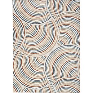 Nourison Astra Machine Washable ASW08 Abstract Area Rug, Ivory Multicolor, 63 x 84-in