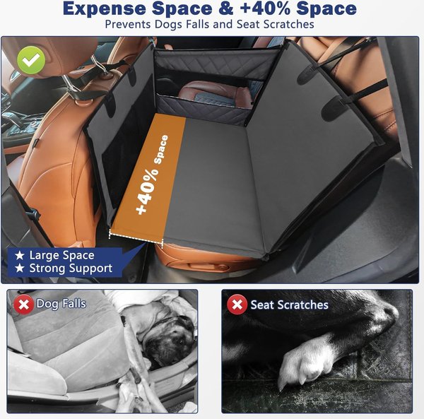 Show full view: JOEJOY Waterproof Car Seat Extender for Medium/Large Dogs, Black, 29 x 22 x 22-in slide 3 of 8