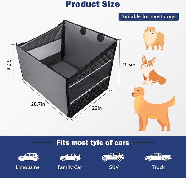 Show full view: JOEJOY Waterproof Car Seat Extender for Medium/Large Dogs, Black, 29 x 22 x 22-in slide 5 of 8