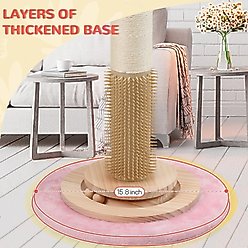 KZLAA Self Groomer Brush 45-in Sherpa Cat Scratching Post with Interactive Ball Toy, Pink slide 2 of 6