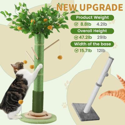 Show full view: KZLAA Sisal Rope Hanging Ball 45-in Sherpa Kitten & Cat Scratcher Post, Green slide 6 of 9