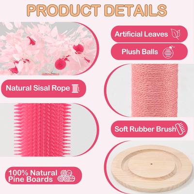 Show full view: KZLAA Sisal Rope Hanging Ball 45-in Sherpa Kitten & Cat Scratcher Post, Pink slide 7 of 9