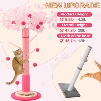 Show full view: KZLAA Sisal Rope Hanging Ball 45-in Sherpa Kitten & Cat Scratcher Post, Pink slide 5 of 9