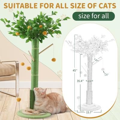 Show full view: KZLAA Sisal Rope Hanging Ball 45-in Sherpa Kitten & Cat Scratcher Post, Green slide 5 of 9