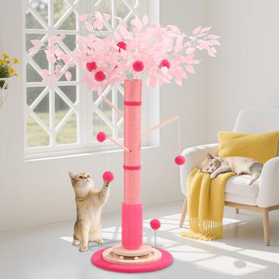 Show full view: KZLAA Sisal Rope Hanging Ball 45-in Sherpa Kitten & Cat Scratcher Post, Pink slide 3 of 9