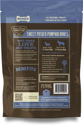 Show full view: Gaines Family Farmstead Pumpkin & Sweet Potato Bones 2-Ingredient Dog Chews, 40-oz bag slide 3 of 8
