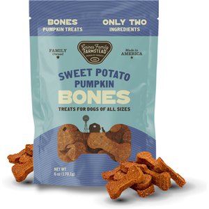 Gaines Family Farmstead Pumpkin & Sweet Potato Bones 2-Ingredient Dog Chews, 6-oz bag