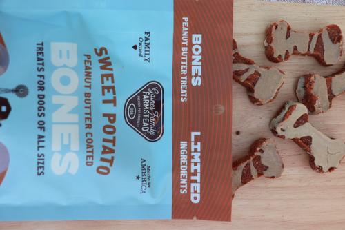 Show full view: Gaines Family Farmstead Sweet Potato Peanut Butter Topped Dog Bones, 8-oz bag slide 8 of 9