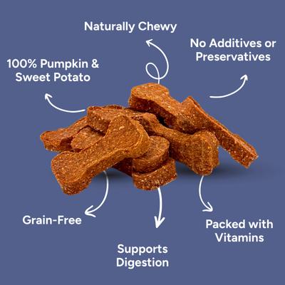 Show full view: Gaines Family Farmstead Pumpkin & Sweet Potato Bones 2-Ingredient Dog Chews, 40-oz bag slide 4 of 8
