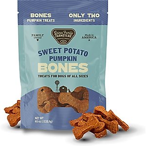 Gaines Family Farmstead Pumpkin & Sweet Potato Bones 2-Ingredient Dog Chews, 40-oz bag