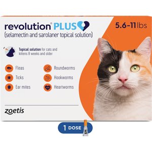 Revolution Plus Topical Solution for Cats 5.6-11 lbs (Orange Box), 1 Dose (1-mos. supply)