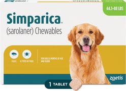 Simparica Chewable Tablet for Dogs 44.1-88 lbs (Green Box), 1 Chewable Tablet (1-mos. supply)