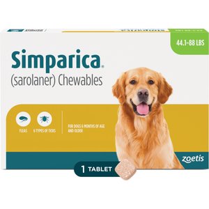 Simparica Chewable Tablet for Dogs 44.1-88 lbs (Green Box), 1 Chewable Tablet (1-mos. supply)