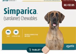 Simparica Chewable Tablet for Dogs 88.1-132 lbs (Brown Box), 1 Chewable Tablet (1-mos. supply)