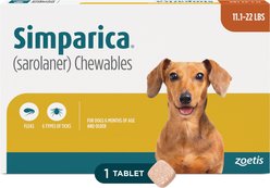 Simparica Chewable Tablet for Dogs 11.1-22 lbs (Orange Box), 1 Chewable Tablet (1-mos. supply)