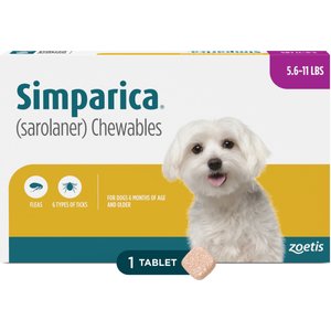 Simparica Chewable Tablet for Dogs, 2.8-5.5 lbs, (Yellow Box)