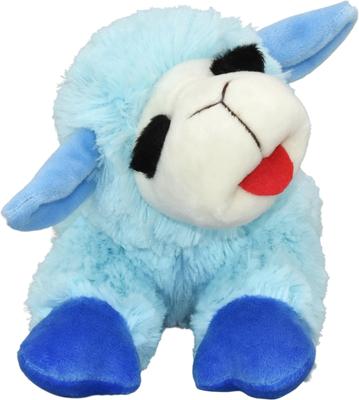 Show full view: Multipet Lamb Chop with Chewy Ears Squeaky Plush Dog Toy, Blue, 10.5-in slide 6 of 7