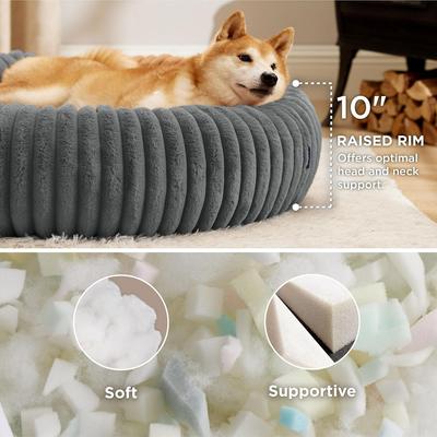 Show full view: Bedsure Donut Bolster Dog Bed with Removable Cover, Grey, Large slide 2 of 9