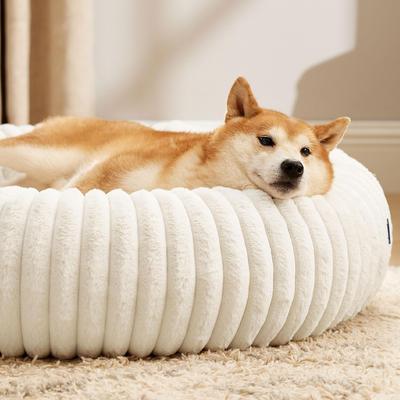 Show full view: Bedsure Donut Bolster Dog Bed with Removable Cover, Cream, Large slide 7 of 9