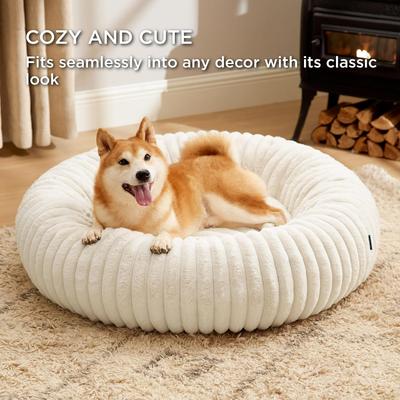 Show full view: Bedsure Donut Bolster Dog Bed with Removable Cover, Cream, Large slide 4 of 9