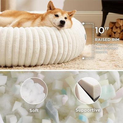 Show full view: Bedsure Donut Bolster Dog Bed with Removable Cover, Cream, Large slide 2 of 9