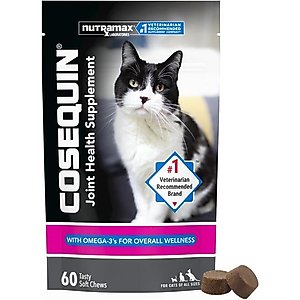 Nutramax Cosequin Hip & Joint with Glucosamine, Chondroitin & Omega-3s Soft Chew Joint Supplement for Cats, 60 count