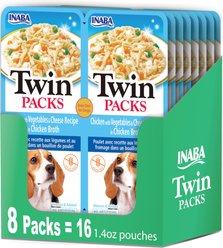 Inaba Twin Packs Chicken with Vegetables & Cheese Grain-Free Dog Food Topper, 1.4-oz pouch, 16 count