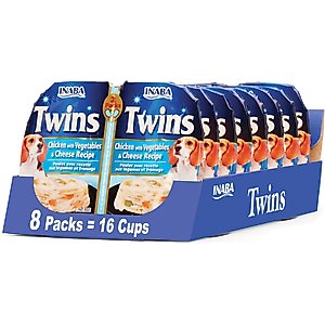 Inaba Twin Packs Chicken with Vegetables & Cheese Recipe Grain-Free Dog Food Topper, 1.23-oz pouch, 16 count