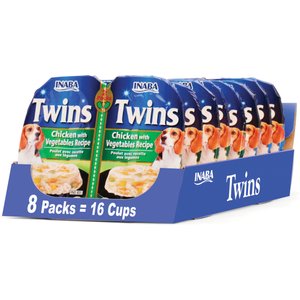 Inaba Twin Packs Chicken with Vegetables Recipe Grain-Free Dog Food Topper, 1.23-oz pouch, 16 count