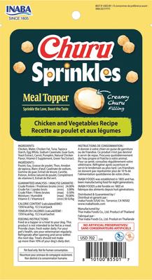 Show full view: Inaba Churu Sprinkles Chicken & Vegetable Recipe Grain-Free Soft & Chewy Dog Treats, 0.35-oz tube, 18 count slide 3 of 7