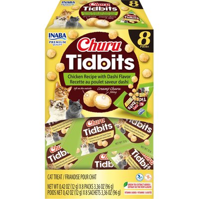 Inaba Inaba Churu Tidbits Chicken Recipe with Dashi Flavor Grain-Free Cat Treats, 0.42-oz tube, 8 count