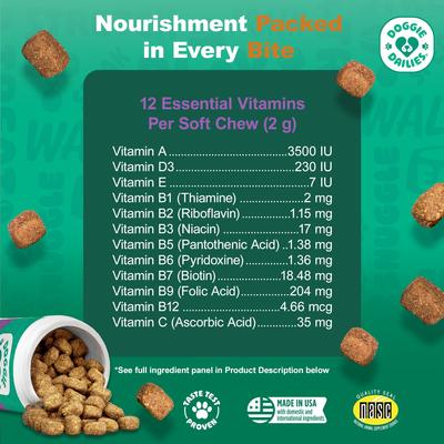 Show full view: Doggie Dailies 5-in-1 Multivitamin Soft Chew Dog Supplement, 225 count slide 6 of 11
