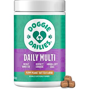 Doggie Dailies 5-in-1 Multivitamin Soft Chew Dog Supplement, 225 count