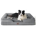 Bedsure Orthopedic Bolster Dog Sofa Bed with Removable Cover, Grey, Large