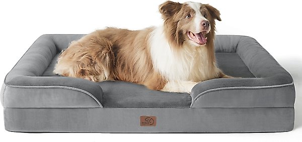 Show full view: Bedsure Orthopedic Bolster Dog Sofa Bed with Removable Cover, Grey, X-Large slide 1 of 11