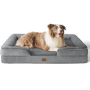 Bedsure Orthopedic Bolster Dog Sofa Bed with Removable Cover, Grey, X-Large