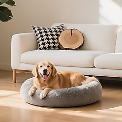 LFC PETS Calming Anti-Anxiety Donut Dog & Cat Bed, Grey, Large