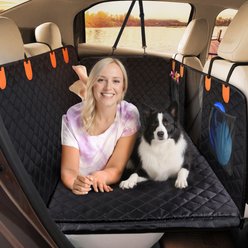 JOEJOY Waterproof Car Travel Dog Bed with Safety Belt, Black, 51.96 x 24.80 x 14.5-in