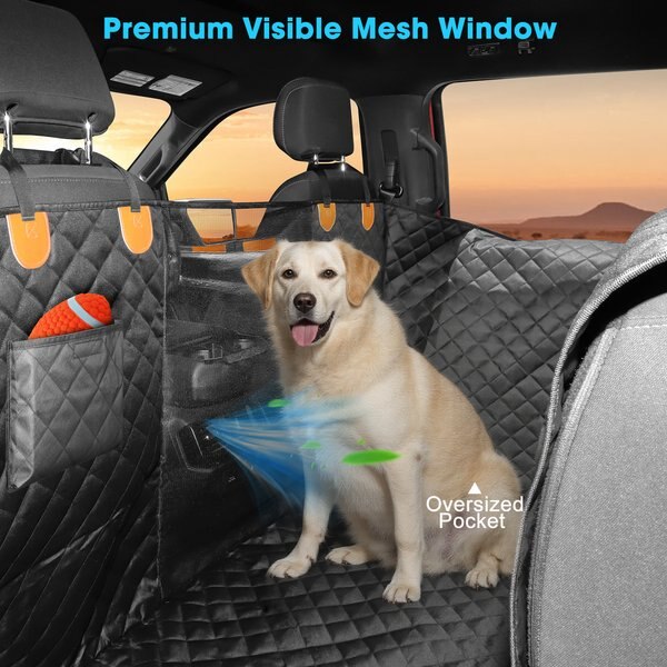 JOEJOY Oxford Fabric Dog Car Seat Cover with Side Flaps, Black, 59.45 x 94.49 x 31.1-in