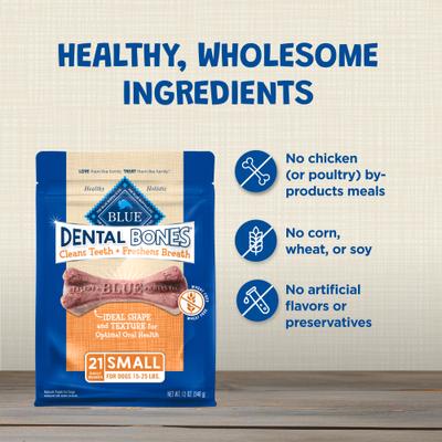 Show full view: Blue Buffalo Dental Bones Small All Natural Rawhide-Free Dental Dog Treats, 21 count slide 7 of 12