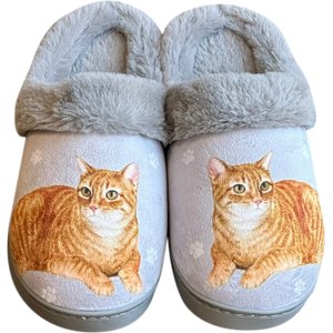 E&S PETS Orange Tabby Snugg Slippers, Large/X-Large